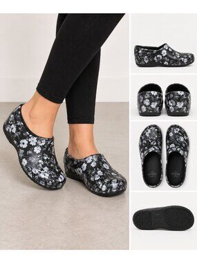 Crocs Womens Black & White Slip-On Clogs W6 Dual Comfort Non-Slip Work Shoes